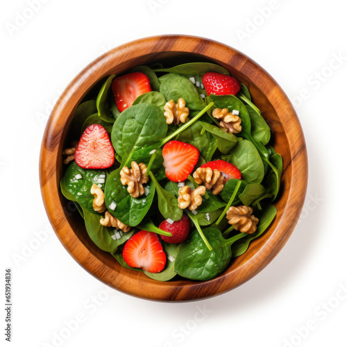 Wooden Bowl of Spinach Sala...