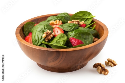 Wooden Bowl of Spinach Sala...