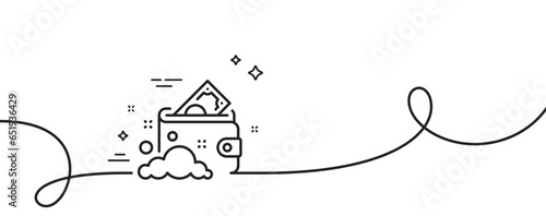 Launder money line icon. Continuous one line with curl. Cash corruption sign. Tax avoidance symbol. Launder money single outline ribbon. Loop curve pattern. Vector