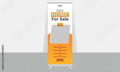 modern home sell vector real estate rollup banner or pullup banner design