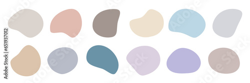 Color liquid irregular amoeba blob shapes vector collection isolated on white background. Pastel colors fluid bobble blotch forms set, deform drops graphic elements