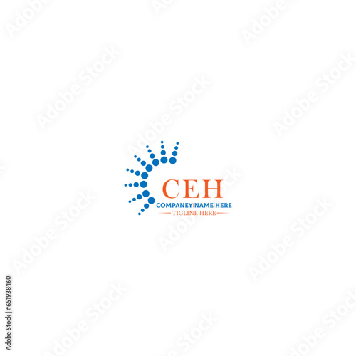 CEH letter logo design in 3 style. CEH polygon, circle, triangle, hexagon, flat and simple style with black and white color variation letter logo set in one artboard CEH logo, CEH.