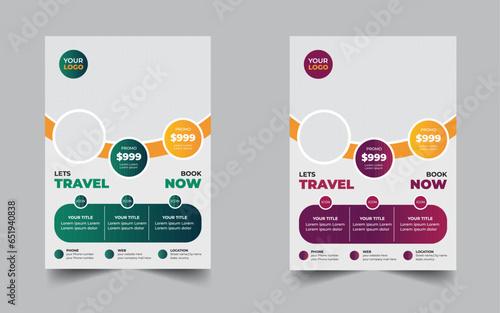Vacation Modern travel brochure flyer design template,Summer pamphlet brochure template,Editable 2 colorful Travel flyer template for travel agency, tour flyer, tourism a4 print,Promotional design