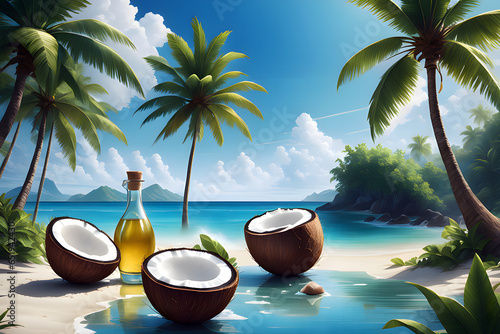 Generative AI: Tropical Paradise of Coconut Bliss photo