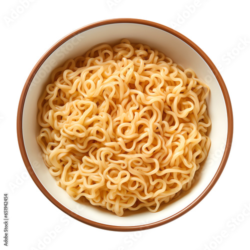 Bowl of blank ramen noodles isolated on transparent background. Generative AI