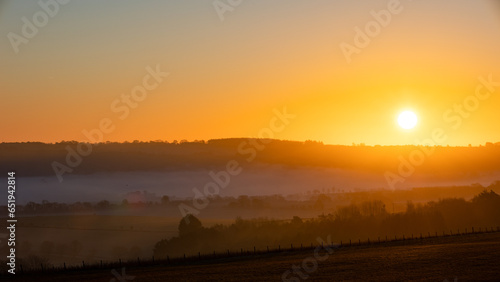 Sunrise across countryside