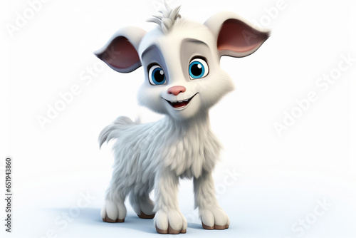 3d cartoon design cute character of a goat