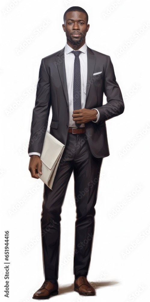 Young African Businessman Full Length Portrait - Corporate Executive Entrepreneur in Business Attire. Man at Work Firmly On The Ground Young African Businessman Full Length Portrait - Corporate Executive Entrepreneur in Business Attire. Man at Work Firmly On The Ground