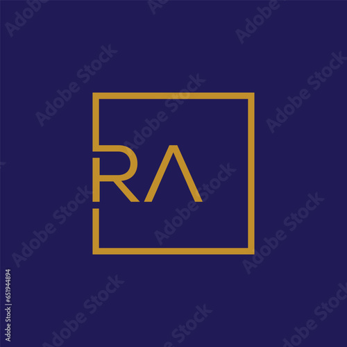 Creative initial letter RA square logo design concept vector template