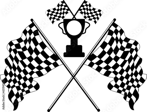 Tropy finish flag checkered flags vector background with flat design