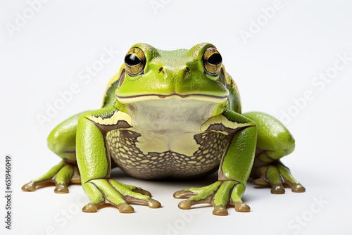 a green frog on a white background