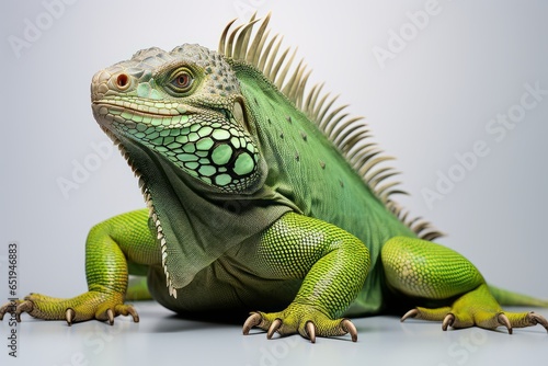 green iguana on a black background