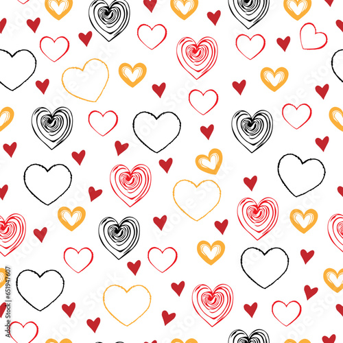 beautiful vector seamless pattern with pink and red hearts	