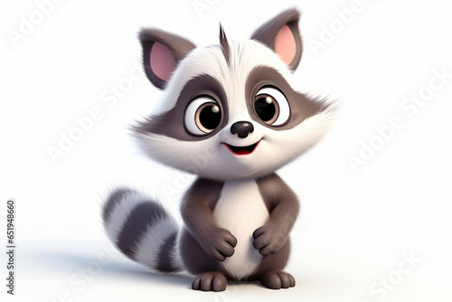 3d cartoon design cute character of a raccoon