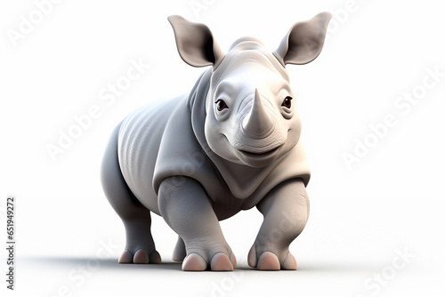3d cartoon design cute character of a rhino photo