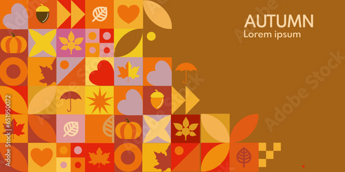 utumn bauhaus background, autumn pattern. Bauhaus pattern with autumn and Thanksgiving harves