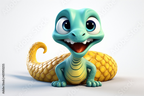 3d design of a cute character of a snake