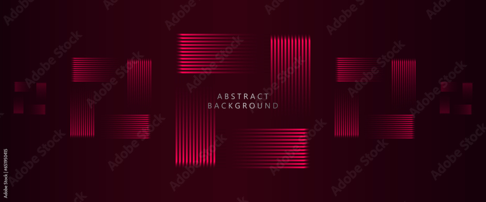 3D abstract red glowing lines shaped woven pattern on elegant red background. modern concept.