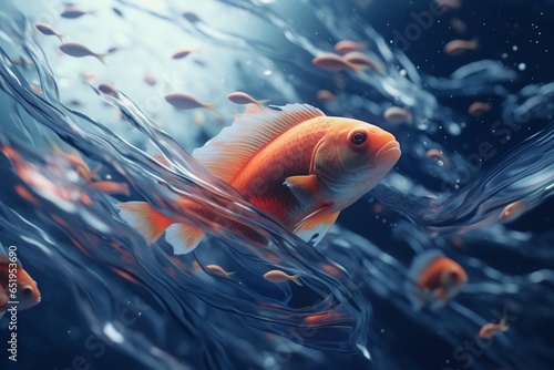 fish swimming in aquarium, Generative AI