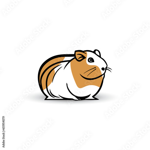 Cute guinea pig flat design vector. isolated on white
