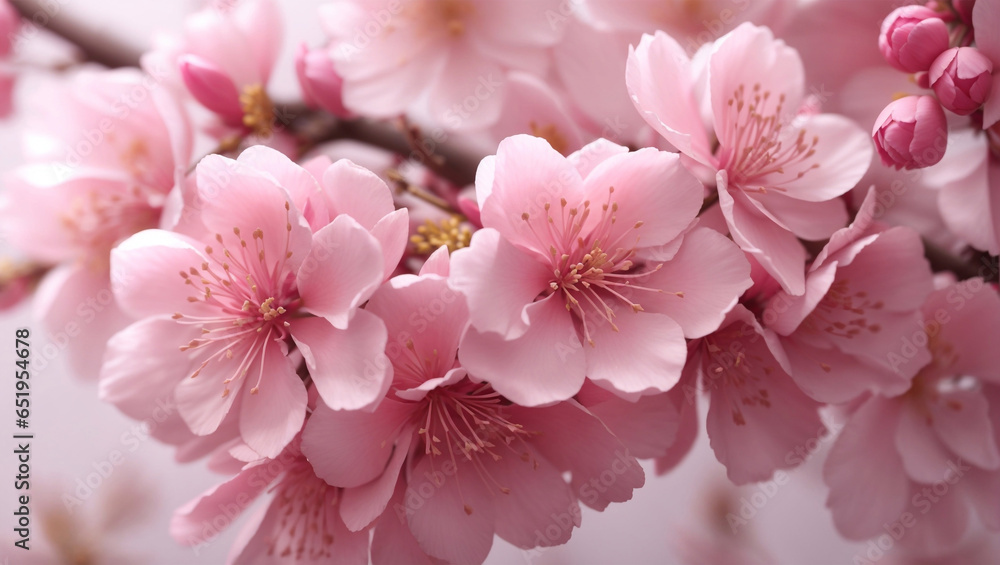 Fototapeta premium Sakura flower. Cherry blossom close up. Springtime floral background
