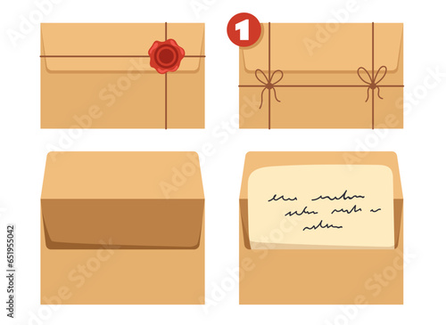 Letter mail card postcard paper sent file concept. Vector graphic design illustration
