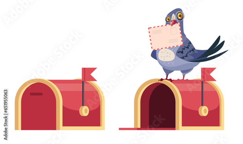 Mailbox mail cartoon send email delivery letter letterbox post box isolated set. Vector graphic design illustration
