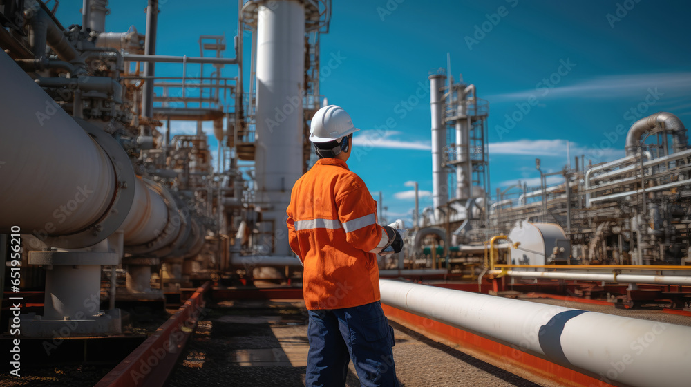 Engineer doing inspection steel long pipes and pipe elbow in station oil factory during refinery valve of visual check record pipeline oil. Engineer doing inspection steel long pipes and pipe elbow in station oil factory during refinery valve of visual check record pipeline oil.