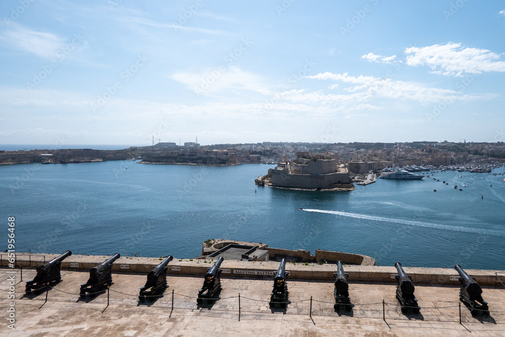 Valletta, Malta, May 1, 2023, The Saluting Battery is a cannon battery located in Valletta, Malta.