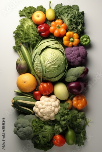 Vegetable on white background, Top view. © visoot
