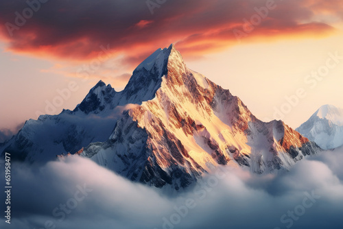Snowy Mountain Sunrise