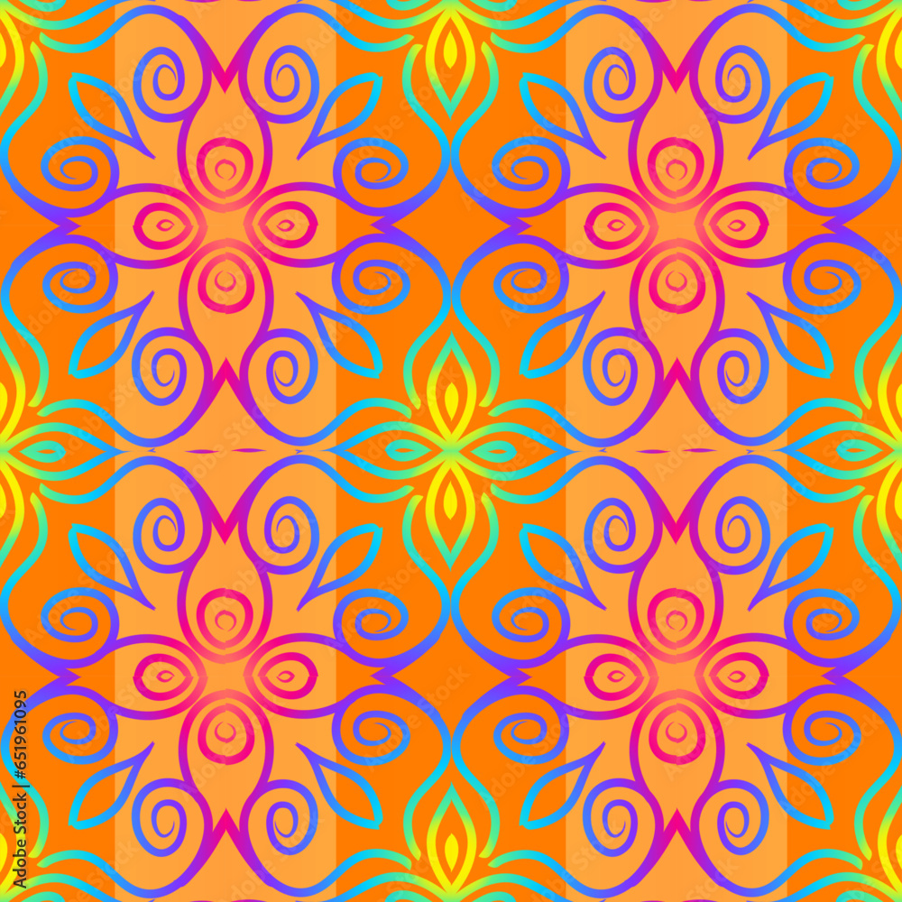 Seamless colourful batik ethnic dayak aztec Kalimantan pattern for background textile garment 
