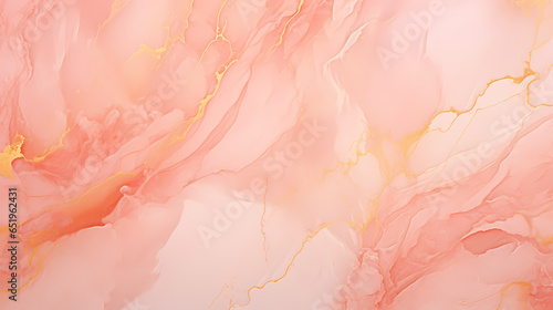 Abstract pink marble texture with golden lines on glossy surface for background or wallpaper presentation. Aspect ratio 16:9