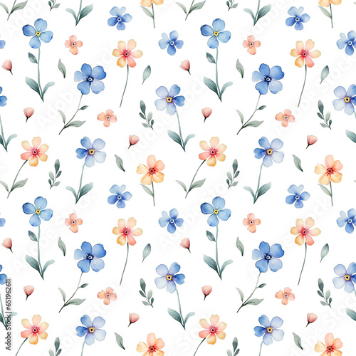 Watercolor summer floral pattern isolated on white background. © Nataliia Pyzhova