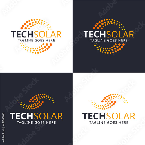energy solar technology logo design vector template