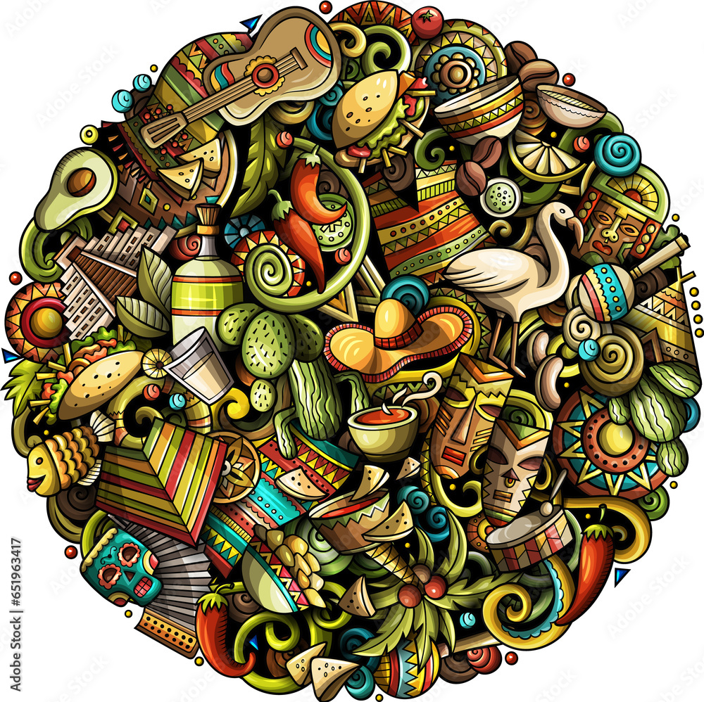 Latin America detailed cartoon illustration