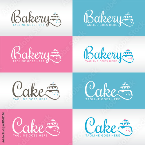 bakery cake logo design vector template