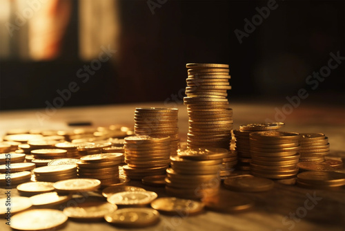Stack of coins on workbench