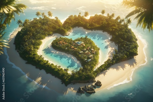 Concept art illustration of beautiful tropical island. ai generative © Igor