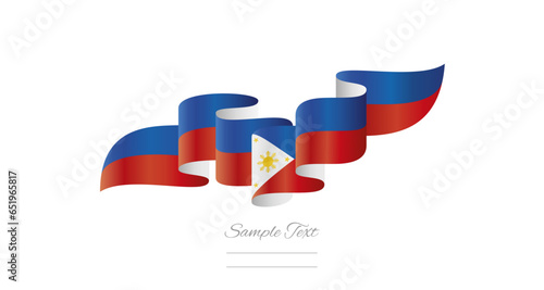 Philippines white blue red wavy flag ribbon concept design template. Premium Philippine flag vector illustration design on isolated white background