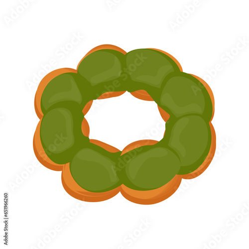 Matcha Green Tea Mochi Donut illustration logo