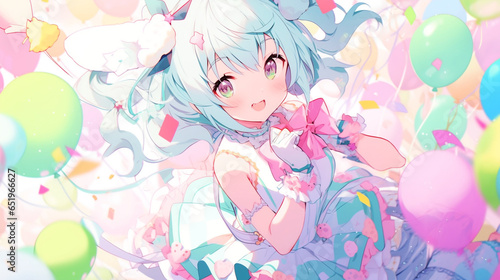 cute anime girl idol poses beautiful and cute clothes with generative ai photo