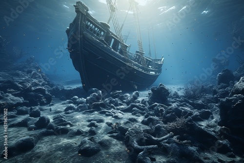 shipwreck in the sea, Generative AI