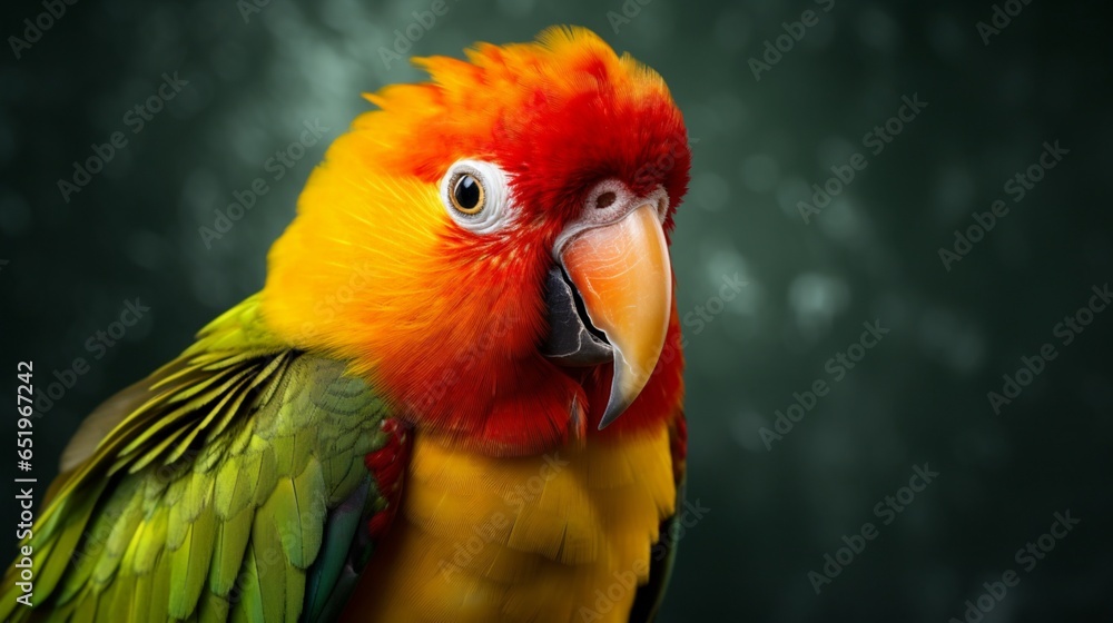 Bird Yellow Parrot With Green Wings And Red Head Ultra.Generative AI Bird Yellow Parrot With Green Wings And Red Head Ultra.Generative AI