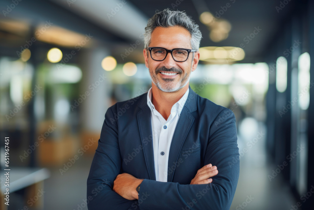 Portrait of a proud smiling confident middle aged hispanic businessman in office. Elegant, stylish, corporate leader, successful CEO executive manager. Wearing glasses and business suit Portrait of a proud smiling confident middle aged hispanic businessman in office. Elegant, stylish, corporate leader, successful CEO executive manager. Wearing glasses and business suit