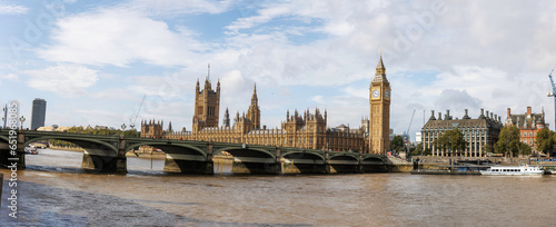 London, United Kingdom - ‎September  20, 2023: Panorama with the Westminster Bridge, Houses of Parliament and Big Ben in London UK © Fl.Solaris