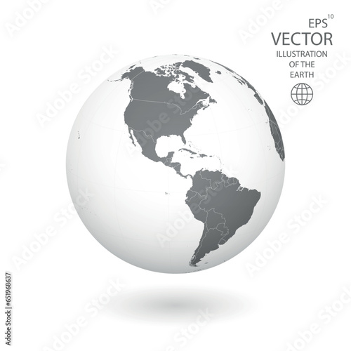 Earth illustration. Each country has its own autonomous border and background color fill, which gives the opportunity to select the desired part from the rest of the content. Objects are isolated.