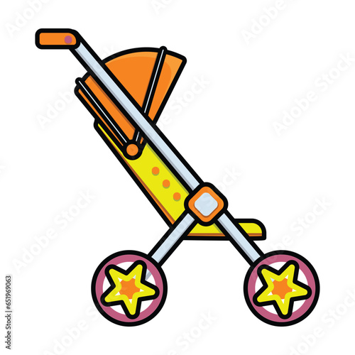 Stroller vector icon. Color vector icon isolated on white background stroller.