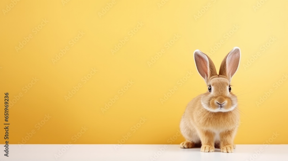 Obraz premium cute animal pet rabbit or bunny smiling and laughing isolated with copy space for easter background, rabbit, animal, pet, cute, fur, ear, mammal, background, celebration, generate by AI