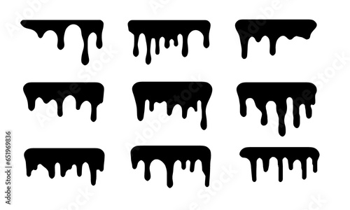 set of silhouettes of paint splashes
